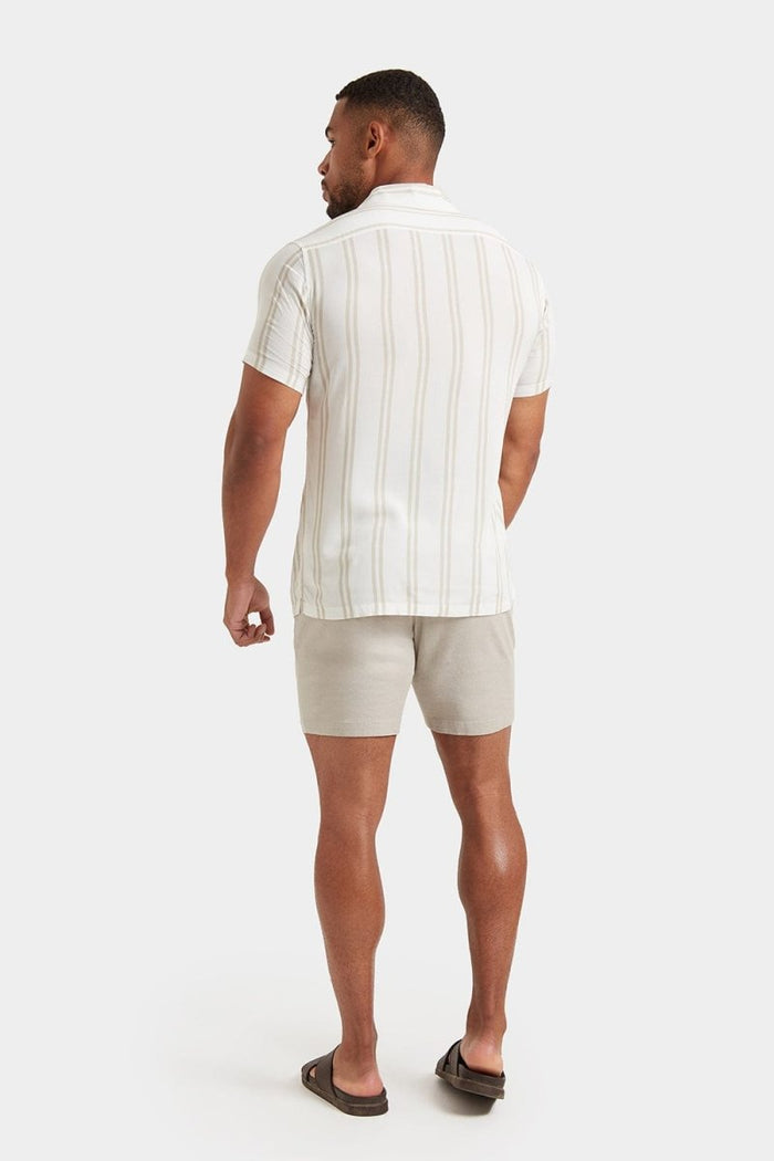 Linen-blend Shorts in Stone - TAILORED ATHLETE - USA