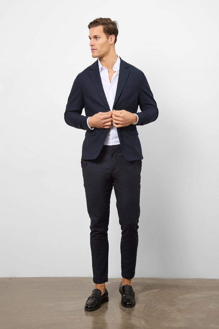 Stretch Linen Blend Suit Pants in Navy - TAILORED ATHLETE - USA