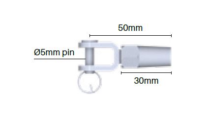 Swageless fork terminal 3.2mm Stainless Steel 316 - Image 3