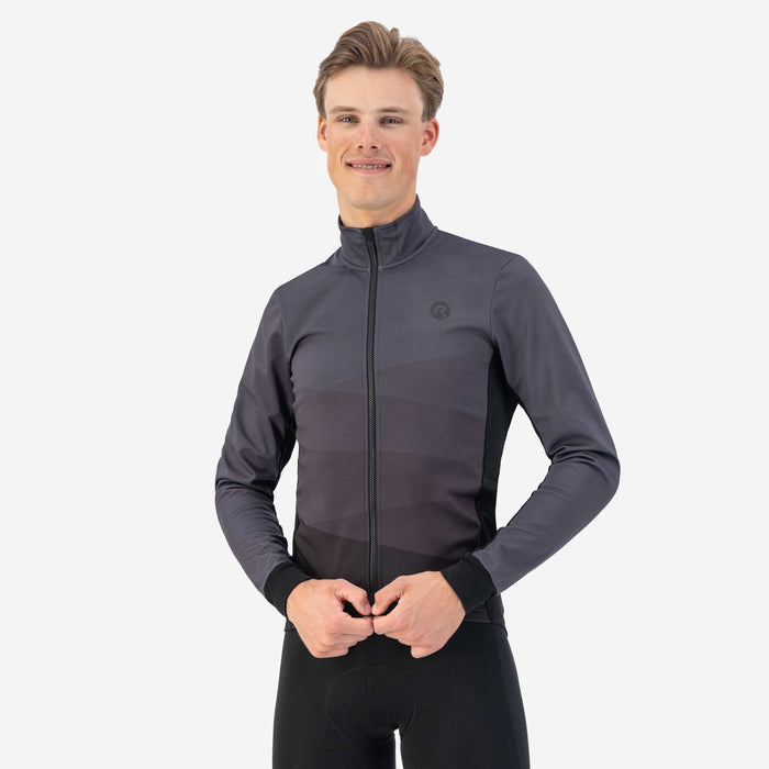 Rogelli Tarax fietsjack heren zwart gedragen voorkant.