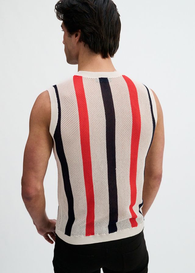 TEXTURED STRIPE OPEN KNIT VEST
