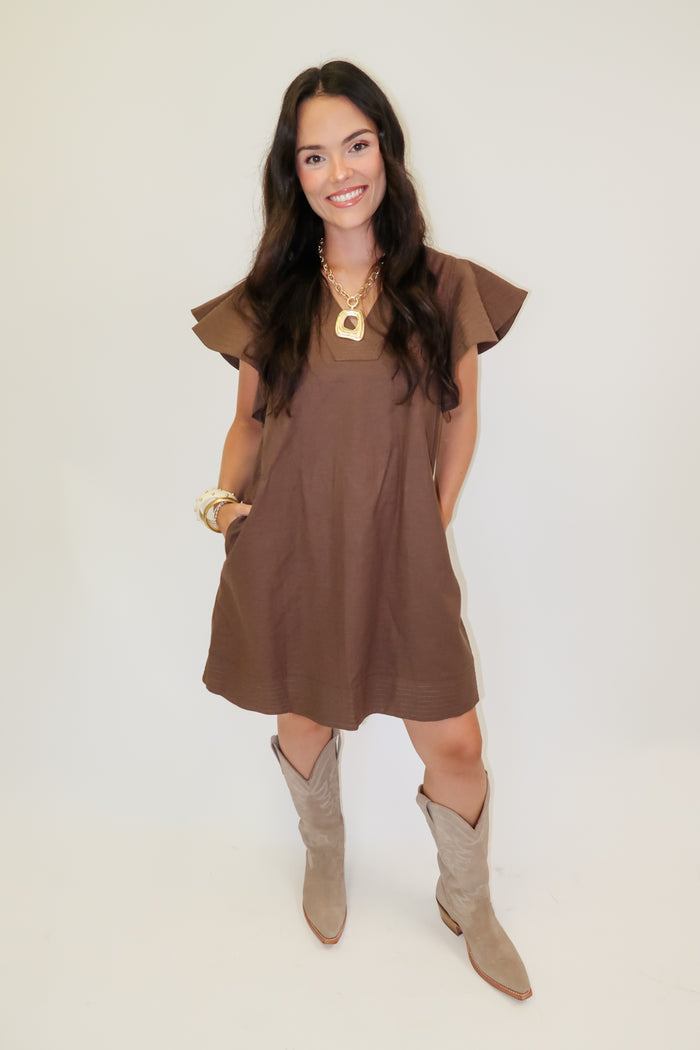 Thread & Thought Flutter Sleeve Dress - The Pink Tulip Clothing