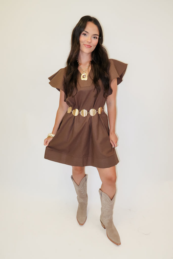 Thread & Thought Flutter Sleeve Dress - The Pink Tulip Clothing