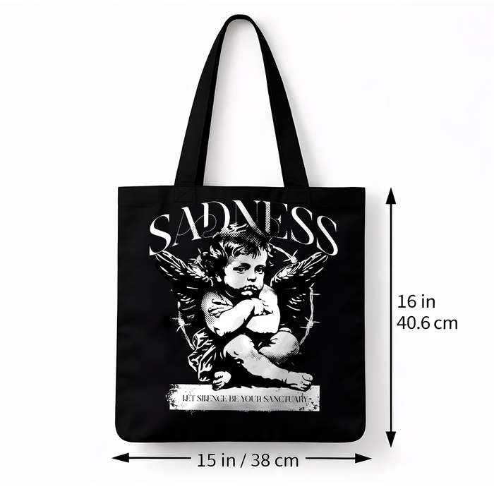 Tote bag noir SADNESS ange gothique