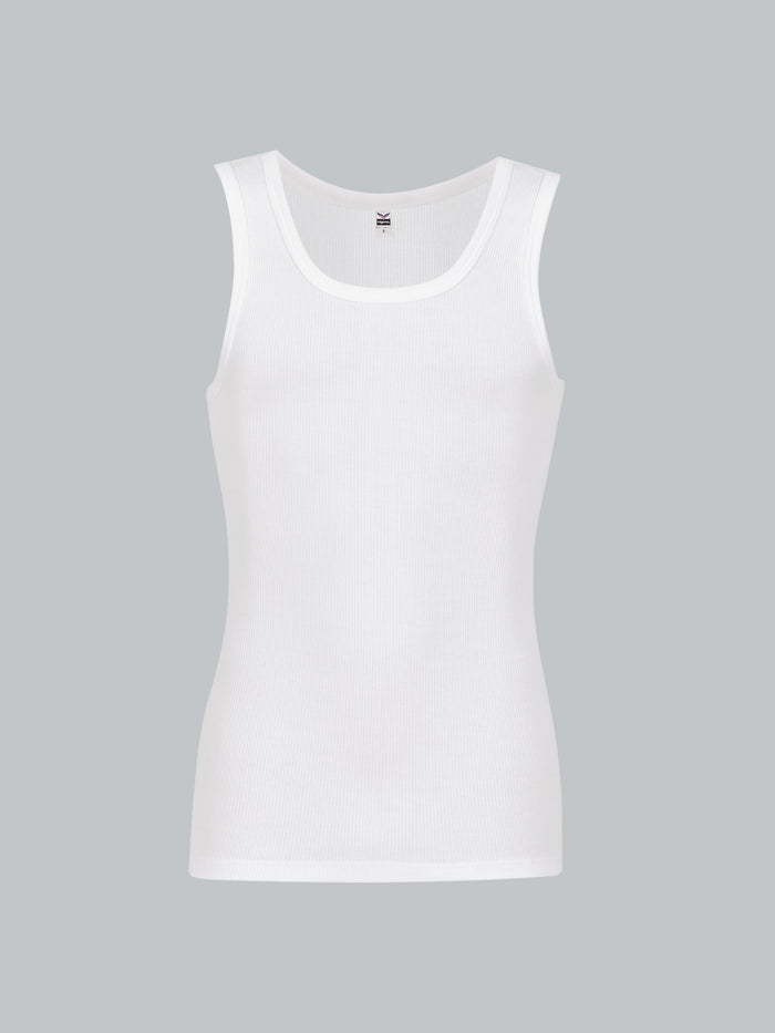 Trigema Premium Organic Cotton Dual Rib Tank-Top | Heavy-Duty White