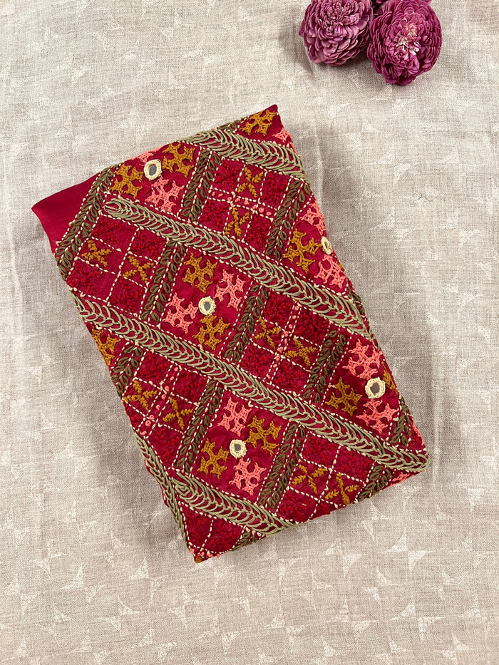 Tussar kutch embroidered blouse piece