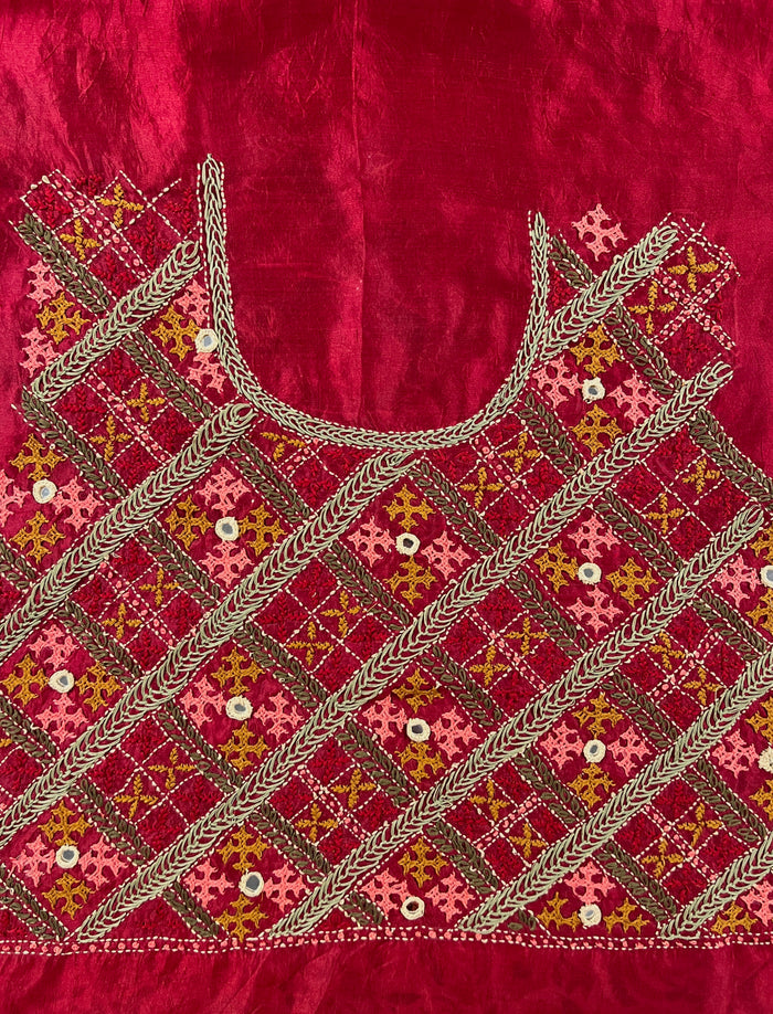 Tussar kutch embroidered blouse piece