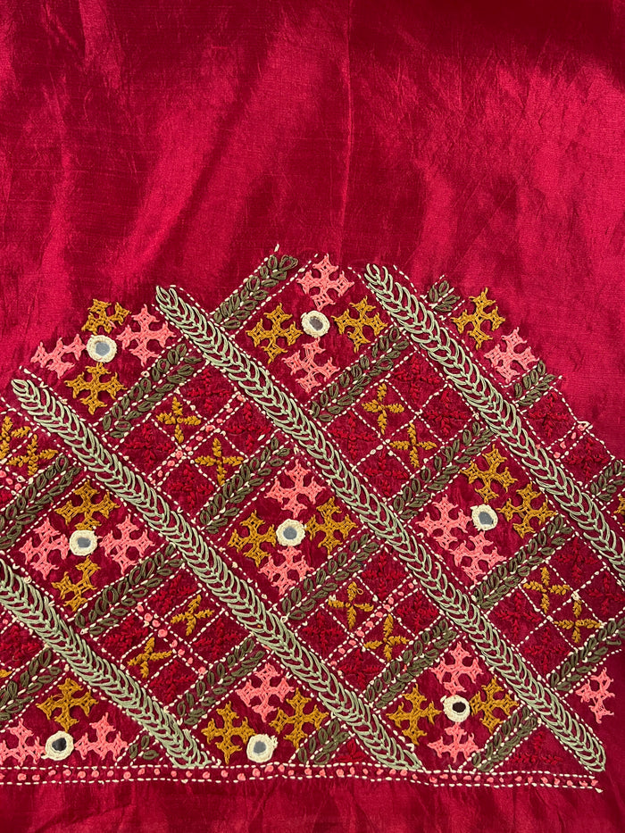 Tussar kutch embroidered blouse piece