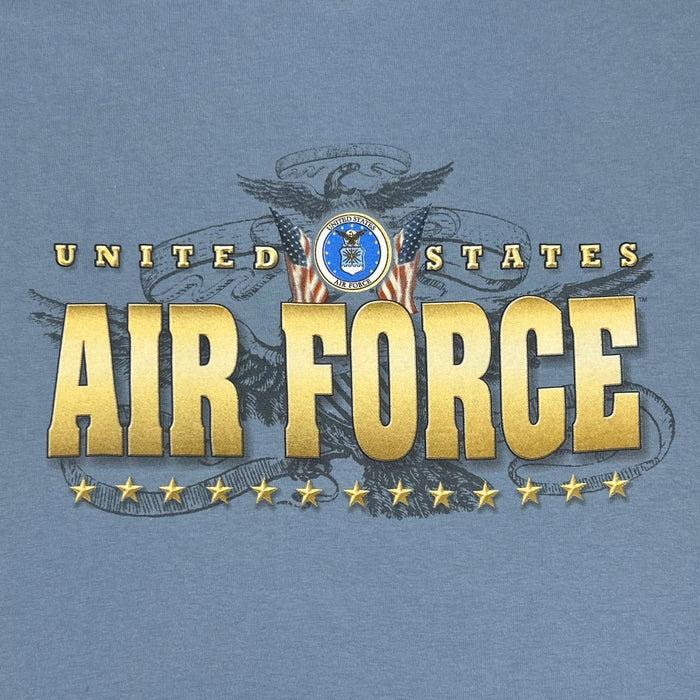 United States Air Force Gold Flags T-Shirt (Stone Blue)