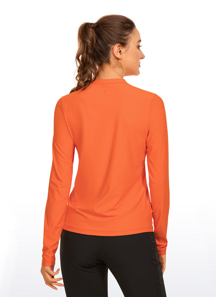CRZ YOGA Women's Swimwear UPF 50+ Rash Guard Long Sleeve Coral