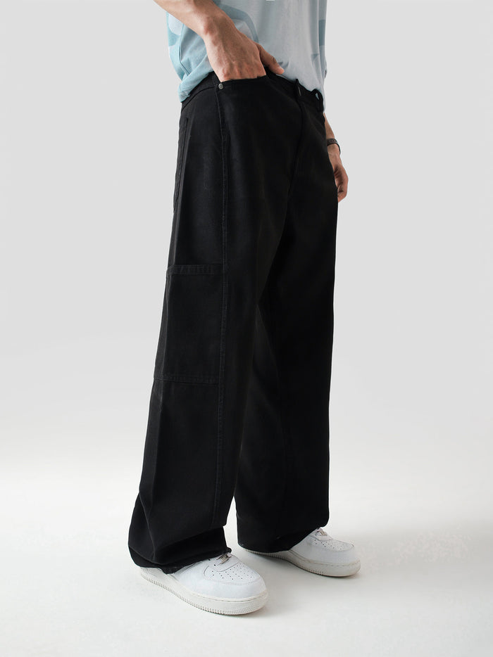 Utility V1 black cargos female model front view Pakistan – GROOVY