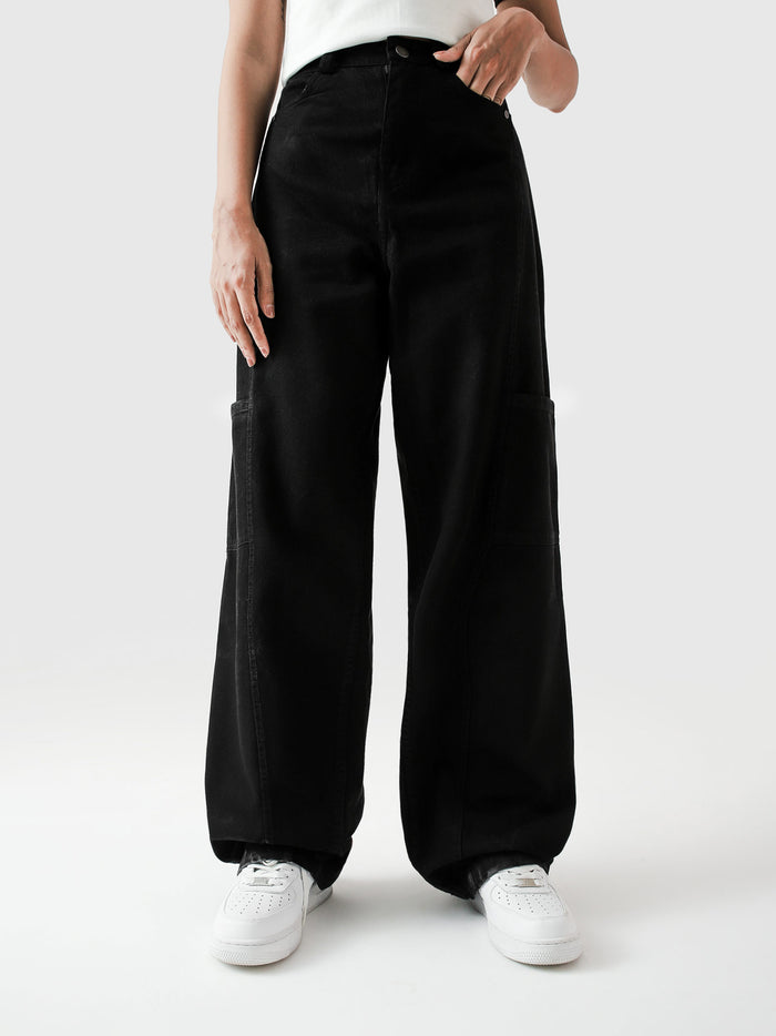 Utility V1 black cargos male model back view relaxed fit Pakistan – GROOVY