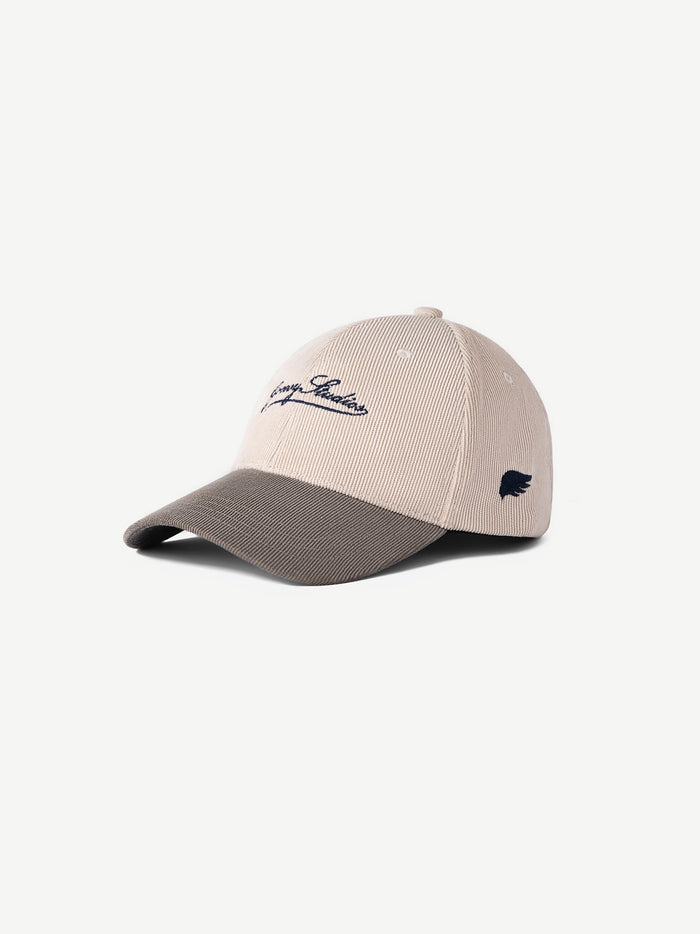 GROOVY UTOPIA two-tone corduroy cap, ribbed cream fabric, adjustable