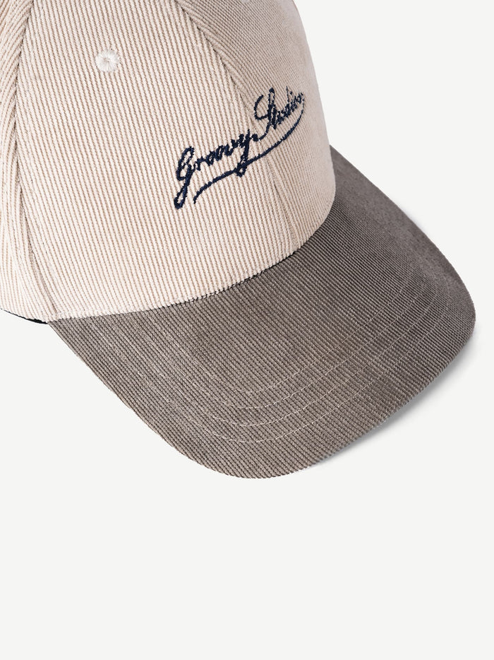 GROOVY UTOPIA cream corduroy cap, low-profile everyday streetwear