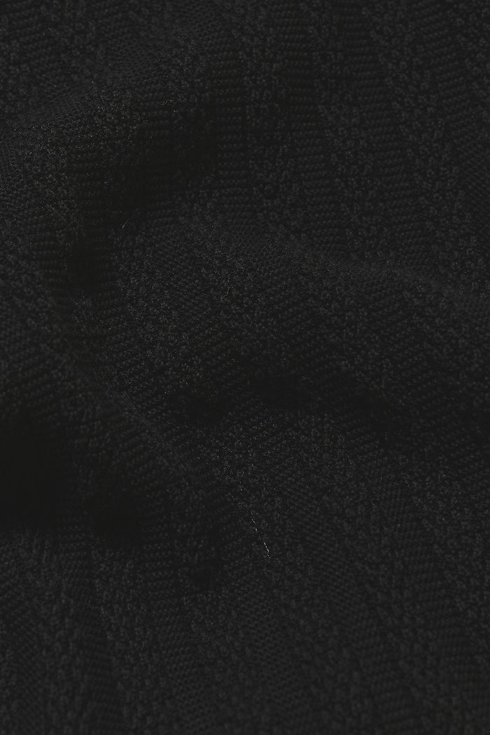 Vertical Stripe Knitted Open Collar Polo Shirt in Black - TAILORED ATHLETE - USA