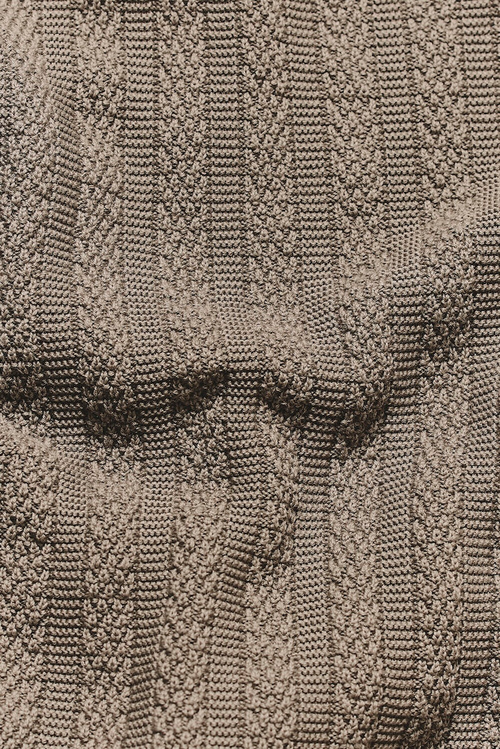 Vertical Stripe Knitted Open Collar Polo Shirt in Mole - TAILORED ATHLETE - USA