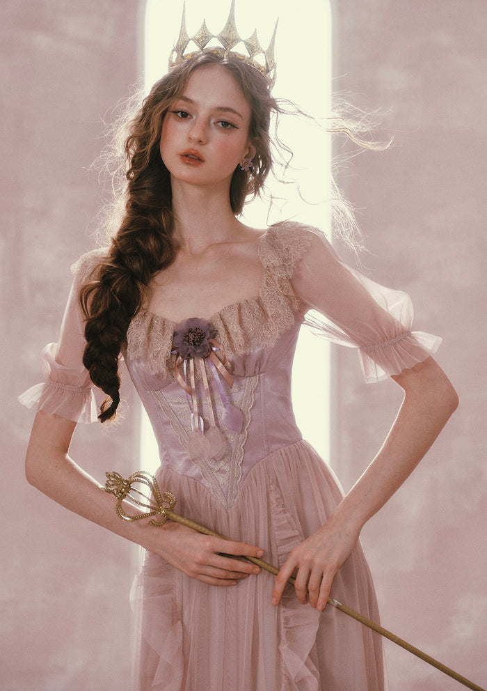 Violet Mandarin Duck Princess Corset Dress