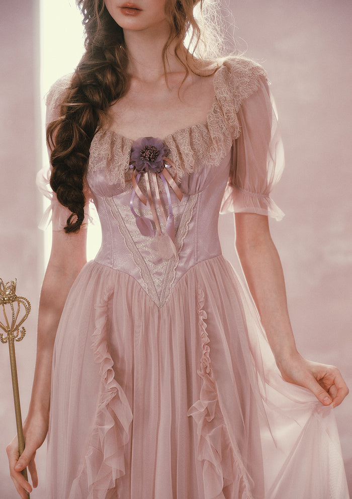 Violet Mandarin Duck Princess Corset Dress