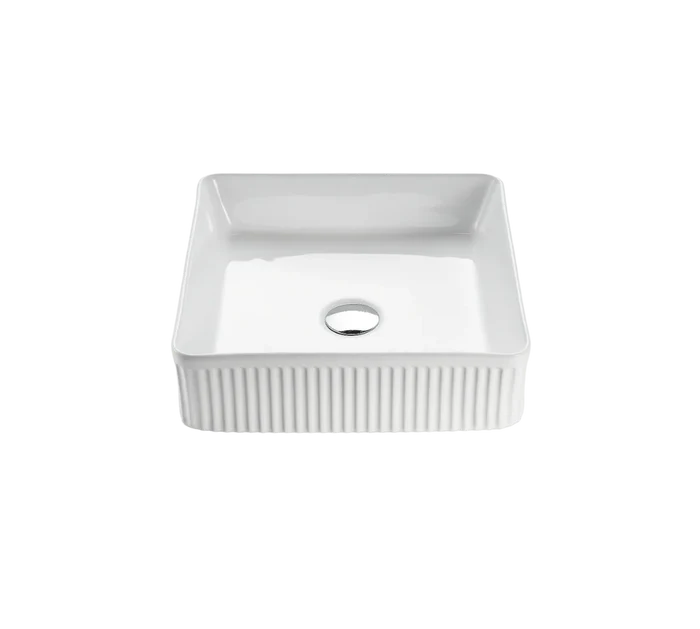 VITO Athena Fluted Square Premium Ceramic Above-Counter Basin 400*400*130mm