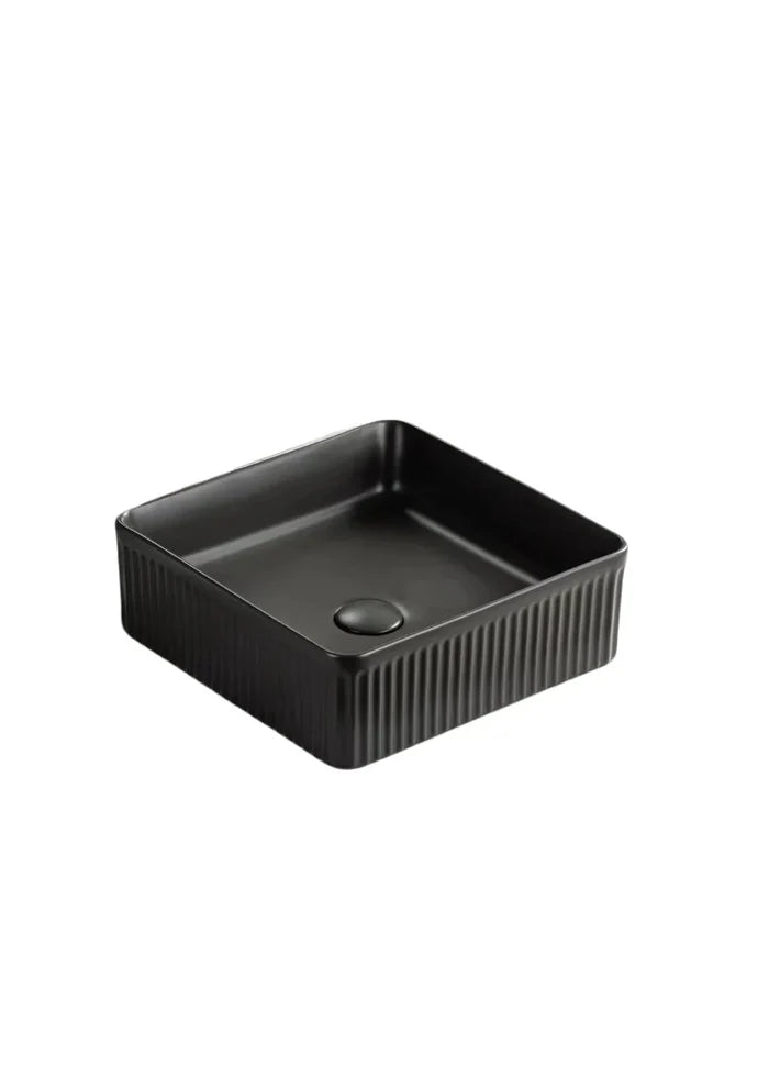 VITO Athena Fluted Square Premium Ceramic Above-Counter Basin 400*400*130mm
