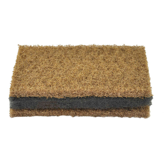 A single Winnerwell® scrubbing sponge, displaying its rectangular shape with a rough, brown scrubbing surface and a black, possibly more absorbent, layer at the bottom.