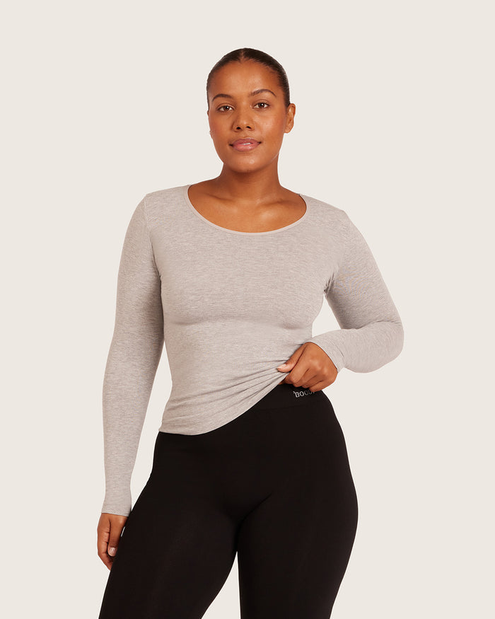 Women's Base Layer Long Sleeve Top - Light Grey Marl