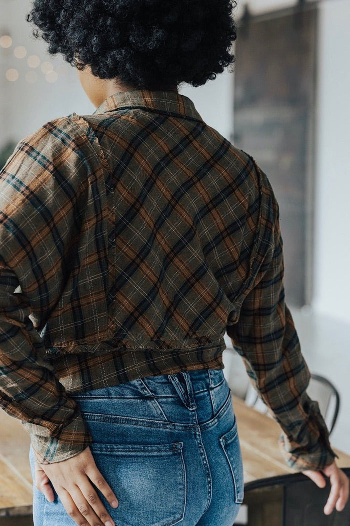 Yasmine Oversized Plaid Button Down Shirt - FINAL SALE