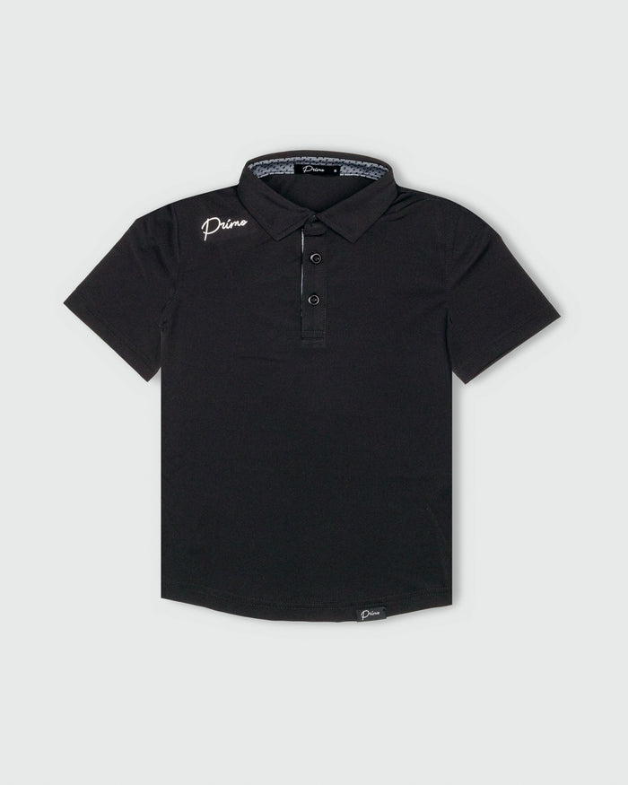 Youth Black Cursive Golf Polo