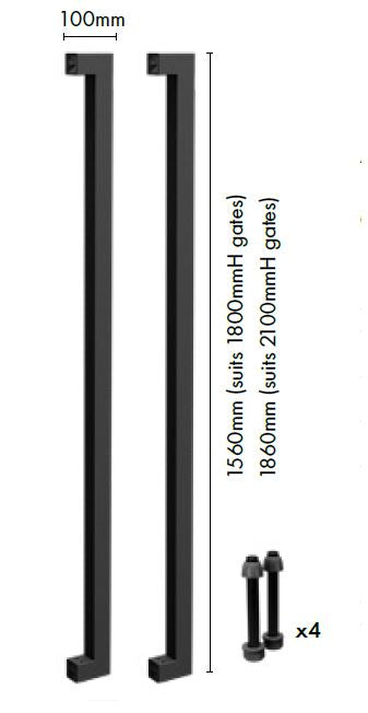 Zeus steel gate converters Black powder coated galvanised steel - Image 1
