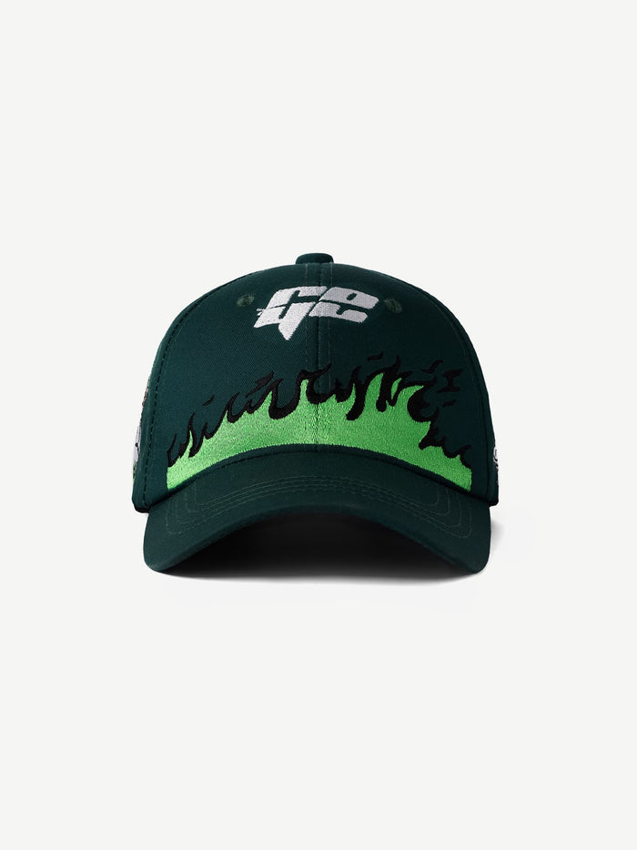 ZORO green anime cap by GROOVY - embroidered flame, adjustable fit